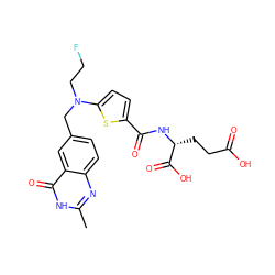 Cc1nc2ccc(CN(CCF)c3ccc(C(=O)N[C@H](CCC(=O)O)C(=O)O)s3)cc2c(=O)[nH]1 ZINC000029390119