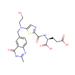 Cc1nc2ccc(CN(CCO)c3cnc(C(=O)N[C@@H](CCC(=O)O)C(=O)O)s3)cc2c(=O)[nH]1 ZINC000013821850