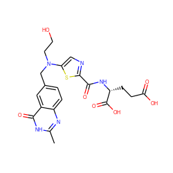 Cc1nc2ccc(CN(CCO)c3cnc(C(=O)N[C@H](CCC(=O)O)C(=O)O)s3)cc2c(=O)[nH]1 ZINC000029340700