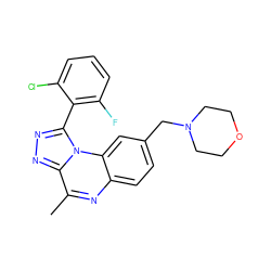 Cc1nc2ccc(CN3CCOCC3)cc2n2c(-c3c(F)cccc3Cl)nnc12 ZINC000149339504