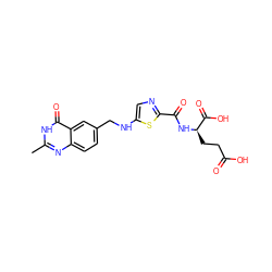 Cc1nc2ccc(CNc3cnc(C(=O)N[C@H](CCC(=O)O)C(=O)O)s3)cc2c(=O)[nH]1 ZINC000029339412