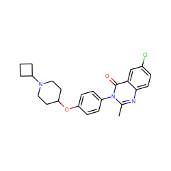 Cc1nc2ccc(Cl)cc2c(=O)n1-c1ccc(OC2CCN(C3CCC3)CC2)cc1 ZINC000040865149