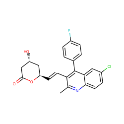 Cc1nc2ccc(Cl)cc2c(-c2ccc(F)cc2)c1/C=C/[C@@H]1C[C@@H](O)CC(=O)O1 ZINC000003782959