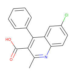 Cc1nc2ccc(Cl)cc2c(-c2ccccc2)c1C(=O)O ZINC000000243048