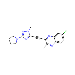 Cc1nc2ccc(Cl)cc2nc1C#Cc1nc(N2CCCC2)nn1C ZINC000210607827