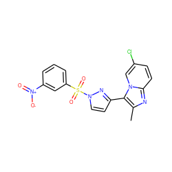 Cc1nc2ccc(Cl)cn2c1-c1ccn(S(=O)(=O)c2cccc([N+](=O)[O-])c2)n1 ZINC000028640705