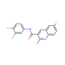 Cc1nc2ccc(F)cc2cc1C(=O)Nc1ccc(Cl)c(Cl)c1 ZINC000000540736