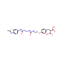 Cc1nc2ccc(NC(=O)CCNC(=O)NCCOc3ccc(CC(C(=O)O)C(=O)O)cc3)cc2s1 ZINC000084687867