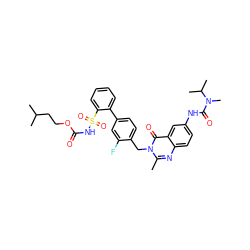 Cc1nc2ccc(NC(=O)N(C)C(C)C)cc2c(=O)n1Cc1ccc(-c2ccccc2S(=O)(=O)NC(=O)OCCC(C)C)cc1F ZINC000026391514