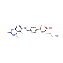 Cc1nc2ccc(NCc3ccc(C(=O)N[C@@H](CCCN)C(=O)O)cc3)c(F)c2c(=O)[nH]1 ZINC000013728876