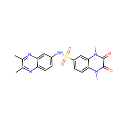 Cc1nc2ccc(NS(=O)(=O)c3ccc4c(c3)n(C)c(=O)c(=O)n4C)cc2nc1C ZINC000009010485