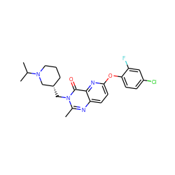 Cc1nc2ccc(Oc3ccc(Cl)cc3F)nc2c(=O)n1C[C@H]1CCCN(C(C)C)C1 ZINC000073297001