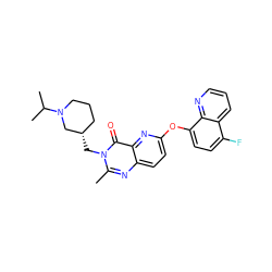 Cc1nc2ccc(Oc3ccc(F)c4cccnc34)nc2c(=O)n1C[C@H]1CCCN(C(C)C)C1 ZINC000073295649