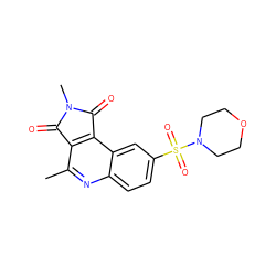 Cc1nc2ccc(S(=O)(=O)N3CCOCC3)cc2c2c1C(=O)N(C)C2=O ZINC000014947197