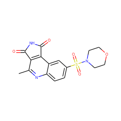 Cc1nc2ccc(S(=O)(=O)N3CCOCC3)cc2c2c1C(=O)NC2=O ZINC000014947195