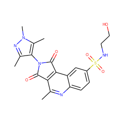 Cc1nc2ccc(S(=O)(=O)NCCO)cc2c2c1C(=O)N(c1c(C)nn(C)c1C)C2=O ZINC000014947213