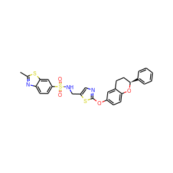 Cc1nc2ccc(S(=O)(=O)NCc3cnc(Oc4ccc5c(c4)CC[C@@H](c4ccccc4)O5)s3)cc2s1 ZINC000169710582