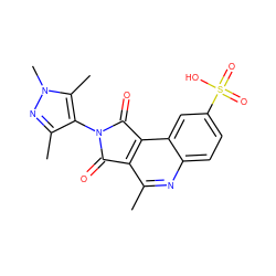 Cc1nc2ccc(S(=O)(=O)O)cc2c2c1C(=O)N(c1c(C)nn(C)c1C)C2=O ZINC000014947209