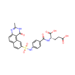 Cc1nc2ccc3ccc(S(=O)(=O)Nc4ccc(C(=O)N[C@@H](CCC(=O)O)C(=O)O)cc4)cc3c2c(=O)[nH]1 ZINC000002014077