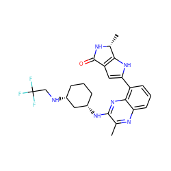 Cc1nc2cccc(-c3cc4c([nH]3)[C@@H](C)NC4=O)c2nc1N[C@H]1CCC[C@@H](NCC(F)(F)F)C1 ZINC000223441648