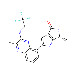 Cc1nc2cccc(-c3cc4c([nH]3)[C@@H](C)NC4=O)c2nc1NCC(F)(F)F ZINC000206128329