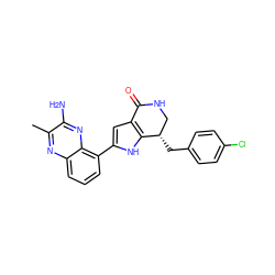 Cc1nc2cccc(-c3cc4c([nH]3)[C@@H](Cc3ccc(Cl)cc3)CNC4=O)c2nc1N ZINC000143346885