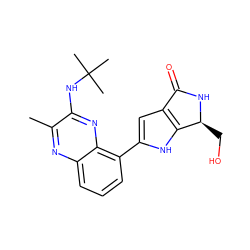 Cc1nc2cccc(-c3cc4c([nH]3)[C@H](CO)NC4=O)c2nc1NC(C)(C)C ZINC000222338579