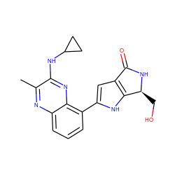 Cc1nc2cccc(-c3cc4c([nH]3)[C@H](CO)NC4=O)c2nc1NC1CC1 ZINC000206091946