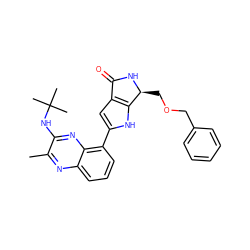 Cc1nc2cccc(-c3cc4c([nH]3)[C@H](COCc3ccccc3)NC4=O)c2nc1NC(C)(C)C ZINC000222435493