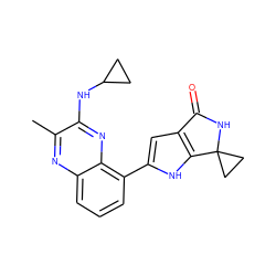 Cc1nc2cccc(-c3cc4c([nH]3)C3(CC3)NC4=O)c2nc1NC1CC1 ZINC000206074269