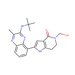 Cc1nc2cccc(-c3cc4c([nH]3)CCN(CO)C4=O)c2nc1NC(C)(C)C ZINC000222362809