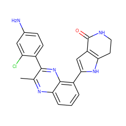 Cc1nc2cccc(-c3cc4c([nH]3)CCNC4=O)c2nc1-c1ccc(N)cc1Cl ZINC000222359350