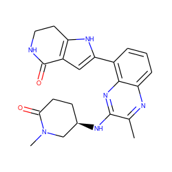 Cc1nc2cccc(-c3cc4c([nH]3)CCNC4=O)c2nc1N[C@@H]1CCC(=O)N(C)C1 ZINC000222446776