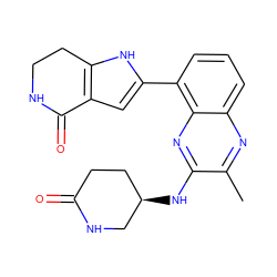 Cc1nc2cccc(-c3cc4c([nH]3)CCNC4=O)c2nc1N[C@@H]1CCC(=O)NC1 ZINC000222362581