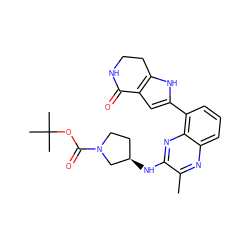 Cc1nc2cccc(-c3cc4c([nH]3)CCNC4=O)c2nc1N[C@@H]1CCN(C(=O)OC(C)(C)C)C1 ZINC000223406535