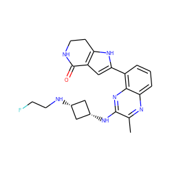 Cc1nc2cccc(-c3cc4c([nH]3)CCNC4=O)c2nc1N[C@H]1C[C@@H](NCCF)C1 ZINC001772585407