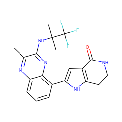 Cc1nc2cccc(-c3cc4c([nH]3)CCNC4=O)c2nc1NC(C)(C)C(F)(F)F ZINC000222355557