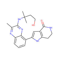 Cc1nc2cccc(-c3cc4c([nH]3)CCNC4=O)c2nc1NC(C)(C)CCO ZINC001772649489