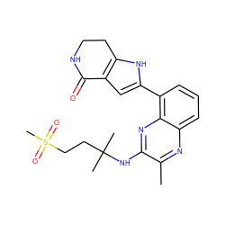 Cc1nc2cccc(-c3cc4c([nH]3)CCNC4=O)c2nc1NC(C)(C)CCS(C)(=O)=O ZINC000206080459