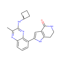 Cc1nc2cccc(-c3cc4c([nH]3)CCNC4=O)c2nc1NC1(C)CCC1 ZINC000206105271