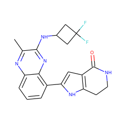 Cc1nc2cccc(-c3cc4c([nH]3)CCNC4=O)c2nc1NC1CC(F)(F)C1 ZINC000222371746