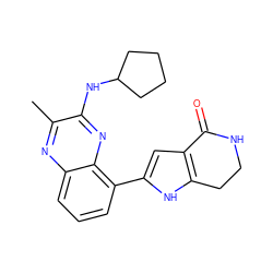 Cc1nc2cccc(-c3cc4c([nH]3)CCNC4=O)c2nc1NC1CCCC1 ZINC000222379316