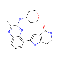 Cc1nc2cccc(-c3cc4c([nH]3)CCNC4=O)c2nc1NC1CCOCC1 ZINC000223410211