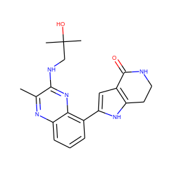 Cc1nc2cccc(-c3cc4c([nH]3)CCNC4=O)c2nc1NCC(C)(C)O ZINC000222354333