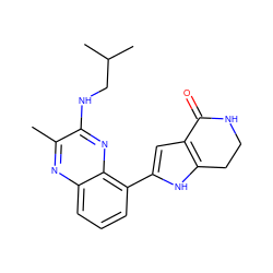 Cc1nc2cccc(-c3cc4c([nH]3)CCNC4=O)c2nc1NCC(C)C ZINC000223407893