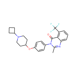 Cc1nc2cccc(C(F)(F)F)c2c(=O)n1-c1ccc(OC2CCN(C3CCC3)CC2)cc1 ZINC000040943626