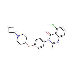 Cc1nc2cccc(Cl)c2c(=O)n1-c1ccc(OC2CCN(C3CCC3)CC2)cc1 ZINC000040863243