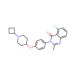 Cc1nc2cccc(F)c2c(=O)n1-c1ccc(OC2CCN(C3CCC3)CC2)cc1 ZINC000040936938