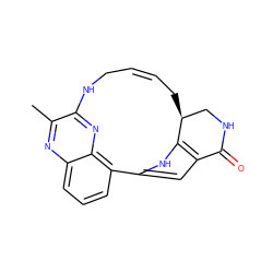 Cc1nc2cccc3c2nc1NC/C=C\C[C@H]1CNC(=O)c2cc-3[nH]c21 ZINC000150057215