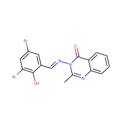 Cc1nc2ccccc2c(=O)n1/N=C/c1cc(Br)cc(Br)c1O ZINC000001022876